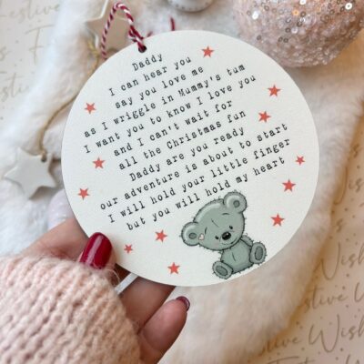 Christmas Gift Bear Merry Christmas Daddy To Be Tree Decoration (PR)