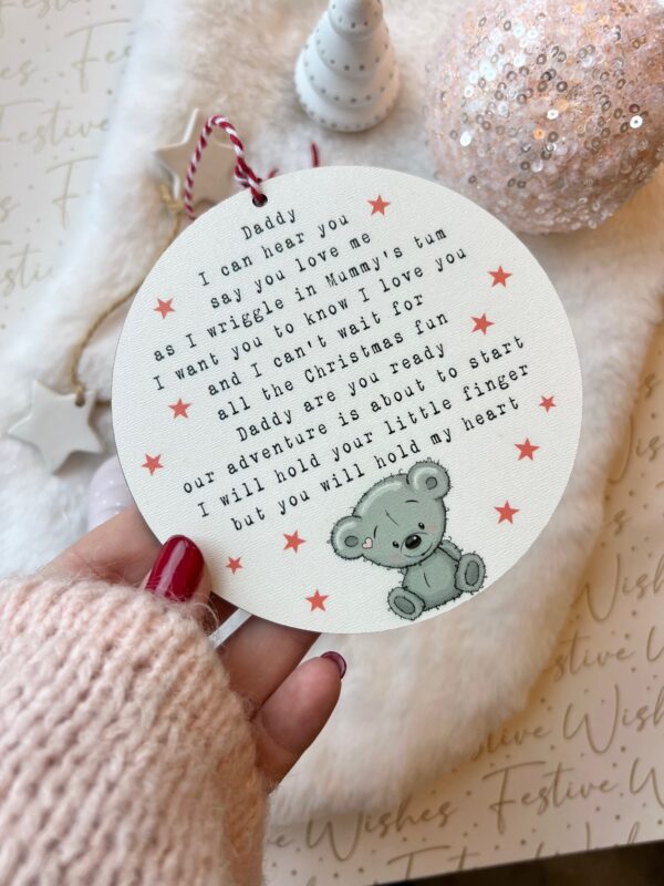 Christmas Gift Bear Merry Christmas Daddy To Be Tree Decoration (PR)