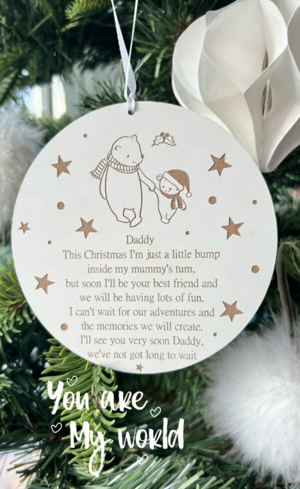 DADDY TO BE Christmas’s To Come Hanging Wooden Christmas Decoration