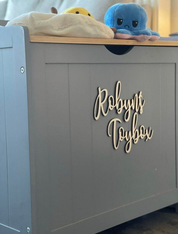 TOY BOX 30cm Personalised Wooden Sign - Wooden Toy Box Name - Image 5