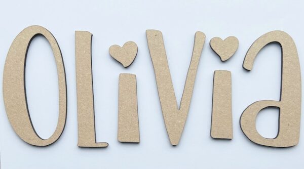 NEW Personalised Wooden Name Sign HEART FONT - Custom Wall Art - Image 2