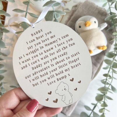 Daddy To Be Holds My Heart White Plaque (WH)