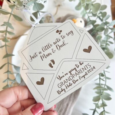 Grandparents Baby Announcement Hanging Decoration (WH)