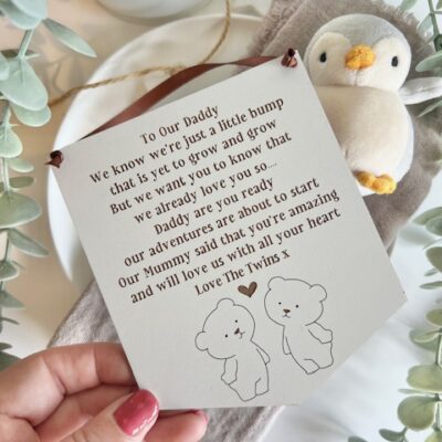 Daddy To Be Of Twins Hanging Plaque (WH)