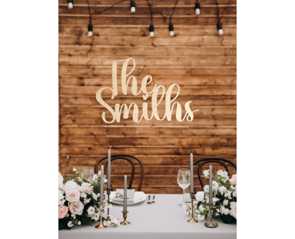 WEDDING BACKDROP Wooden Surname Sign ROSEY Font Various Colour & Size Options) - Image 8