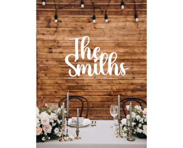 WEDDING BACKDROP Wooden Surname Sign ROSEY Font Various Colour & Size Options) - Image 2