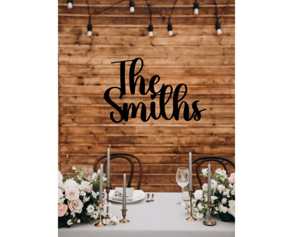 WEDDING BACKDROP Wooden Surname Sign ROSEY Font Various Colour & Size Options) - Image 9