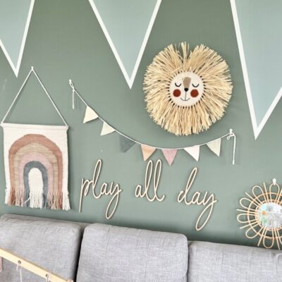 PLAY ALL DAY 80cm Playroom Sign Scribble Font - Wall Art