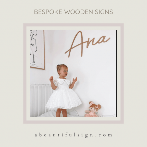 Girl's Bedroom Decor Wooden Name Sign SCRIBBLE FONT - Image 2
