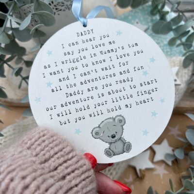 Gift Bear Daddy To Be Hanging Plaque (PR)