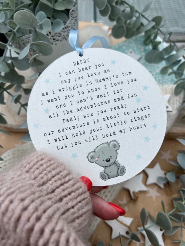 Gift Bear Daddy To Be Hanging Plaque (PR)