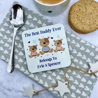 The Best Daddy Belongs To Personalised Coaster
