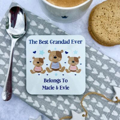 The Best Grandad Belongs To Personalised Coaster