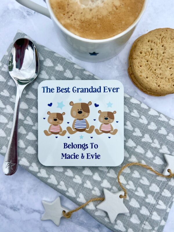 The Best Grandad Belongs To Personalised Coaster