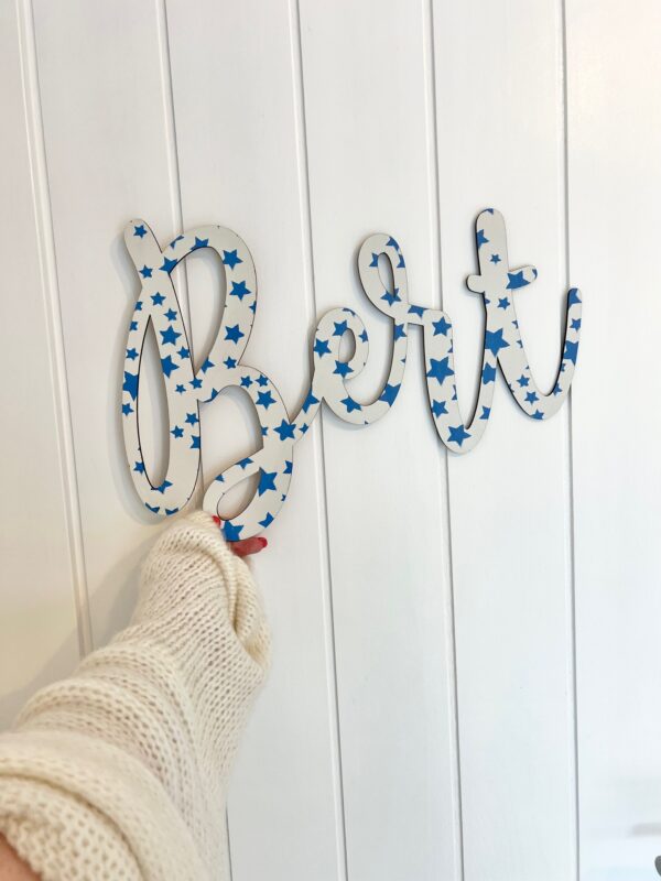 Wooden Name STAR PRINT Sign - Various Colour Options - Image 4