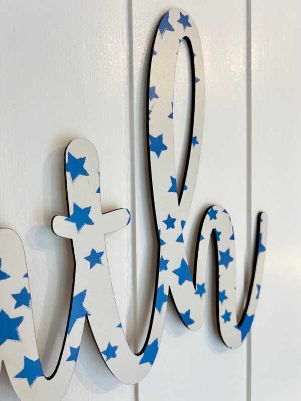 Wooden Name STAR PRINT Sign - Various Colour Options - Image 2