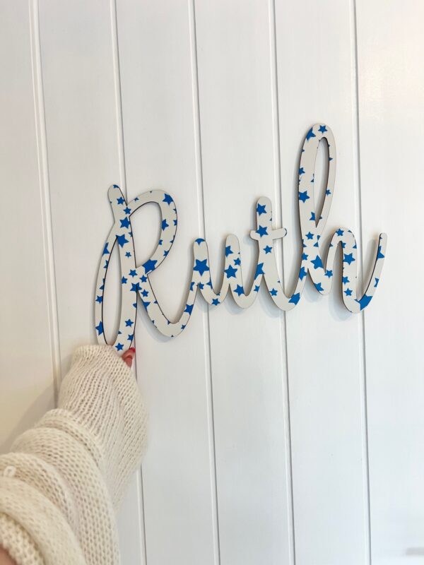 Wooden Name STAR PRINT Sign - Various Colour Options - Image 3
