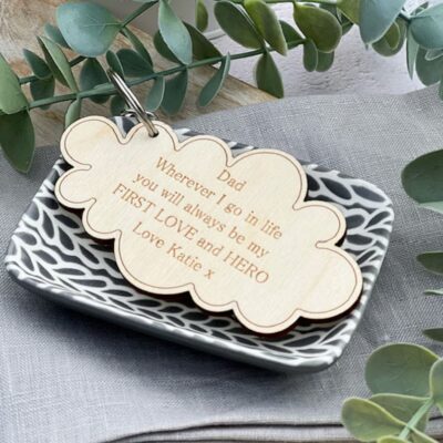 Dad Wherever I Go In Life Keepsake Wooden Keyring