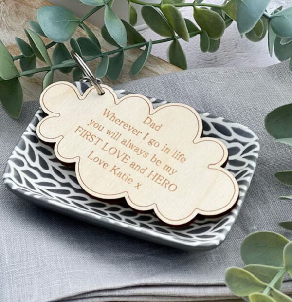 Dad Wherever I Go In Life Keepsake Wooden Keyring