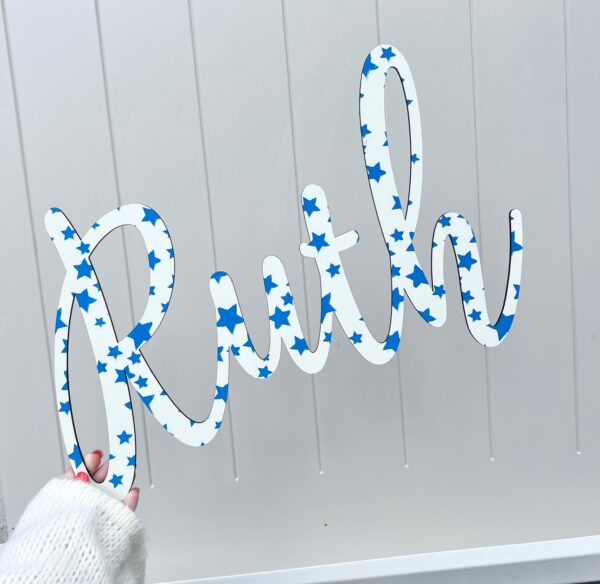 Wooden Name STAR PRINT Sign - Various Colour Options - Image 5