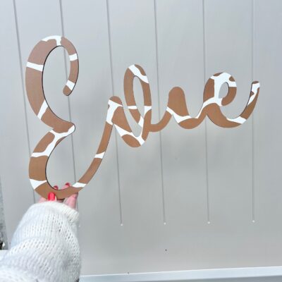 Wooden Name GIRAFFE PRINT Sign