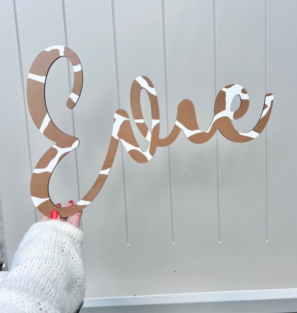 Wooden Name GIRAFFE PRINT Sign