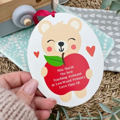 The Best Teaching Assistant or Teacher Apple Bear Sign (PR)