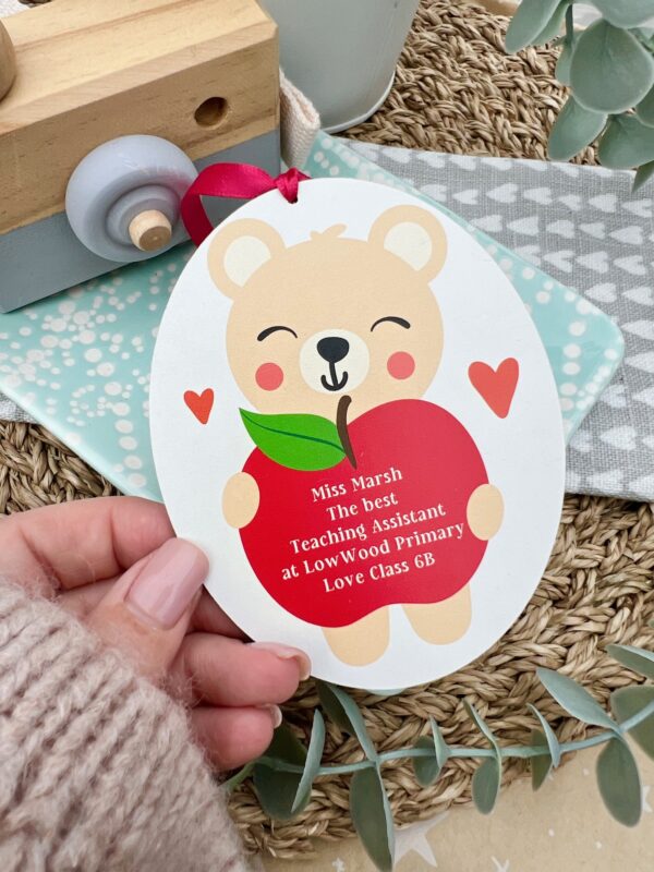 The Best Teaching Assistant or Teacher Apple Bear Sign (PR)