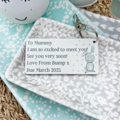 Mummy Excited To Meet You Bunny Keyring (PR)
