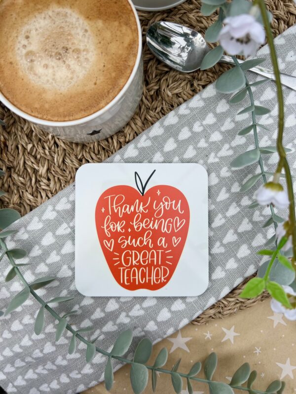 Thank You Great Teacher Apple Coaster - Image 2