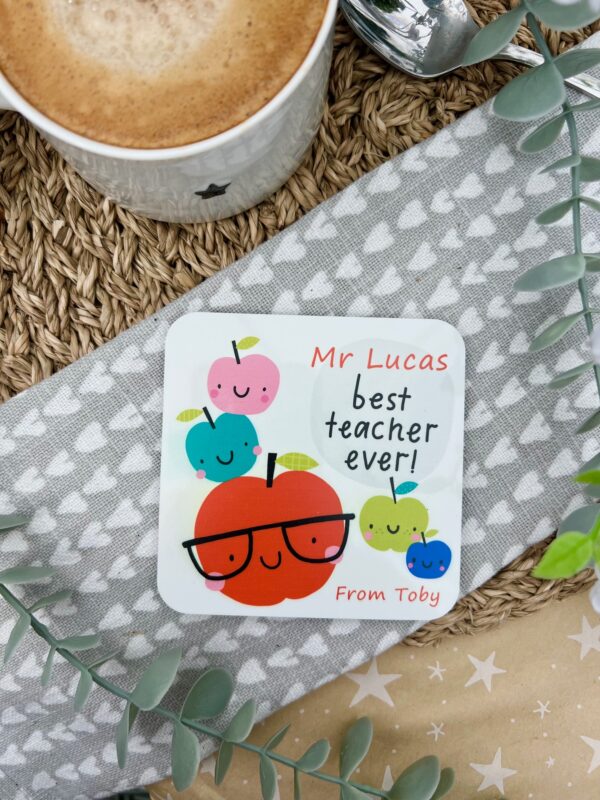 Best Teacher Ever Apple Coaster - Image 3
