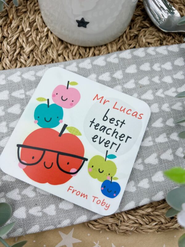Best Teacher Ever Apple Coaster - Image 2