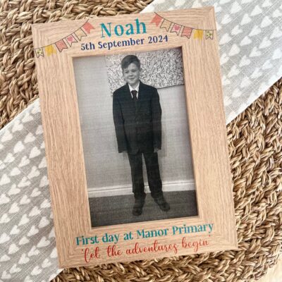 First Day At School 'Let The Adventures Begin' 2025 Personalised Photos Frame (PR)