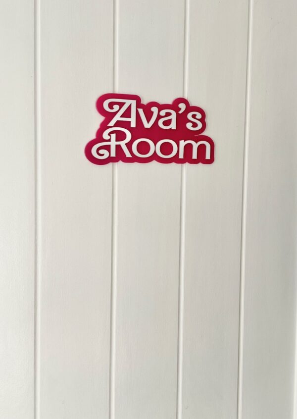 3D BARBIE STYLE Personalised Pink & White Bubble Name Door Sign - Bedroom Decor - Image 2
