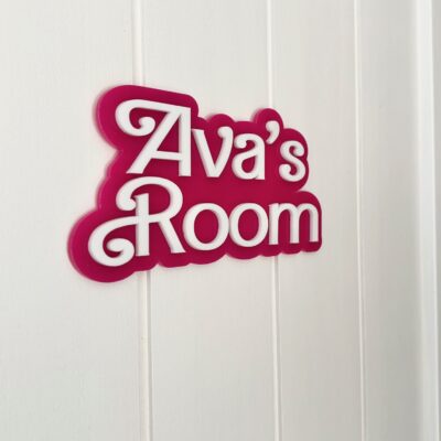 3D BARBIE STYLE Personalised Pink & White Bubble Name Door Sign - Bedroom Decor