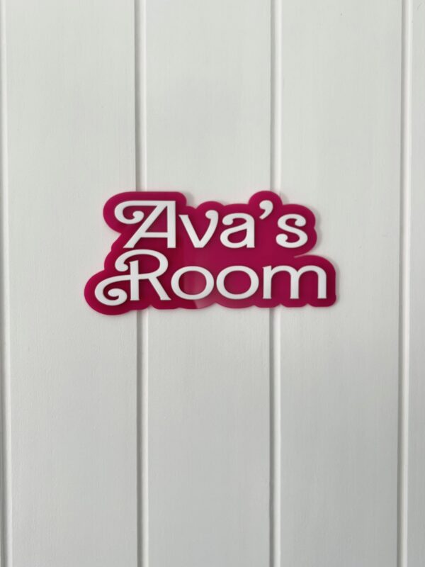 3D BARBIE STYLE Personalised Pink & White Bubble Name Door Sign - Bedroom Decor - Image 3
