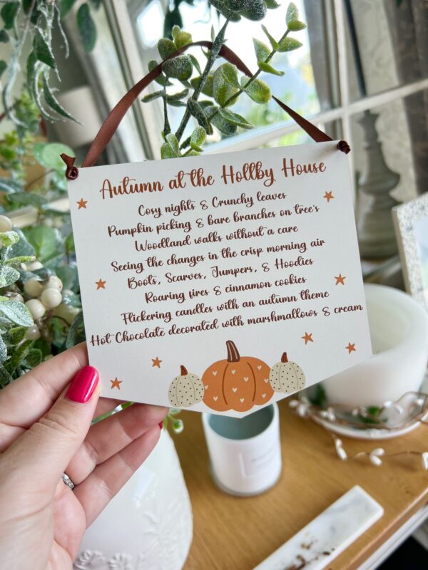 Autumn At Our House Hanging Quote Sign, Autumn Decor (PR)