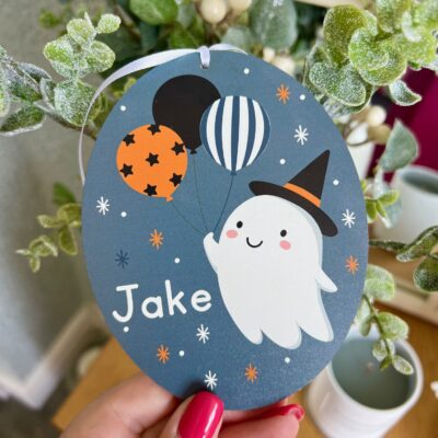 Personalised Happy Ghost Hanging Decoration (PR)