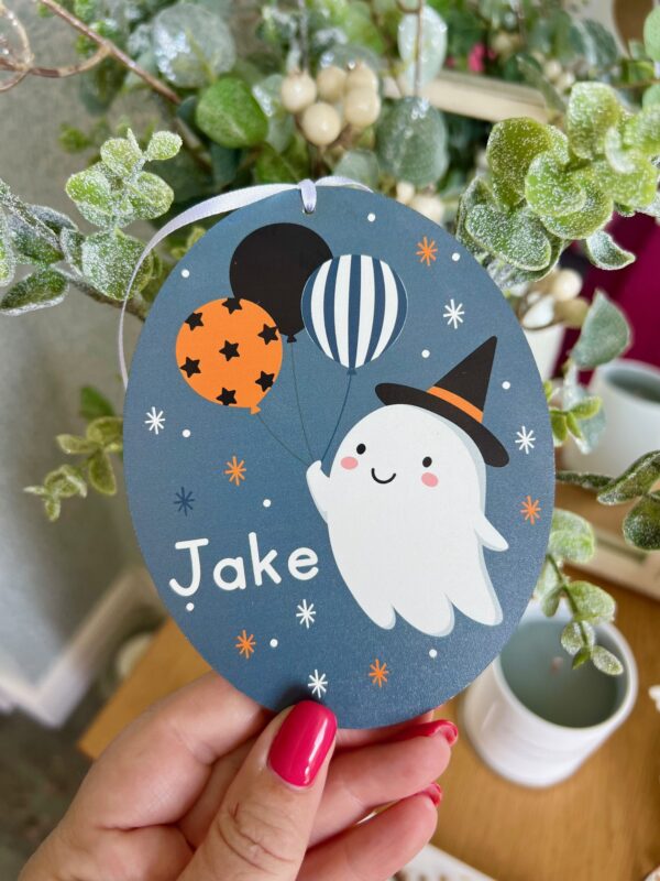 Personalised Happy Ghost Hanging Decoration (PR)