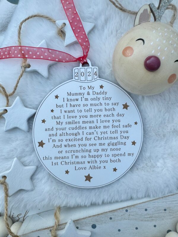 Mummy & Daddy My First Christmas With You Decoration - 1st Christmas (WH) - Image 4