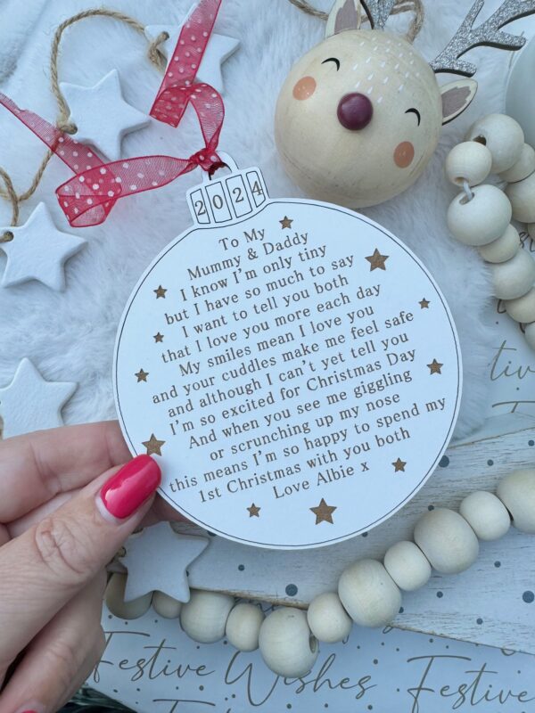 Mummy & Daddy My First Christmas With You Decoration - 1st Christmas (WH) - Image 5