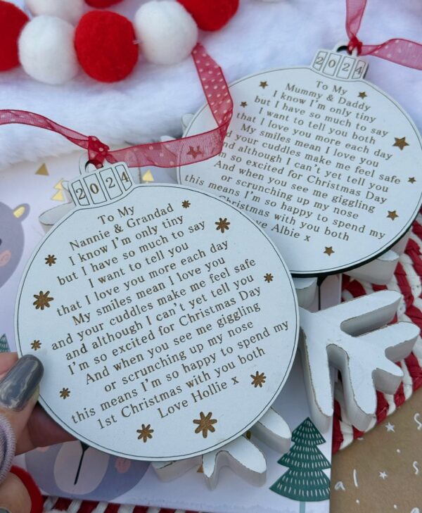 Mummy & Daddy My First Christmas With You Decoration - 1st Christmas (WH) - Image 3