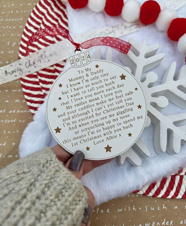 Mummy & Daddy My First Christmas With You Decoration - 1st Christmas (WH) - Image 6