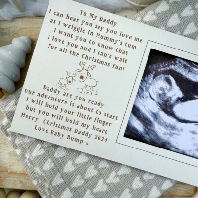 Christmas 2025 Pregnancy Magnet Scan Frame Decoration - Daddy To (WH)