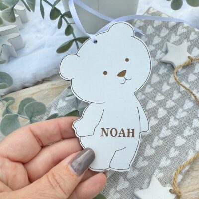 Personalised Hanging White Bear Decoration (WH)