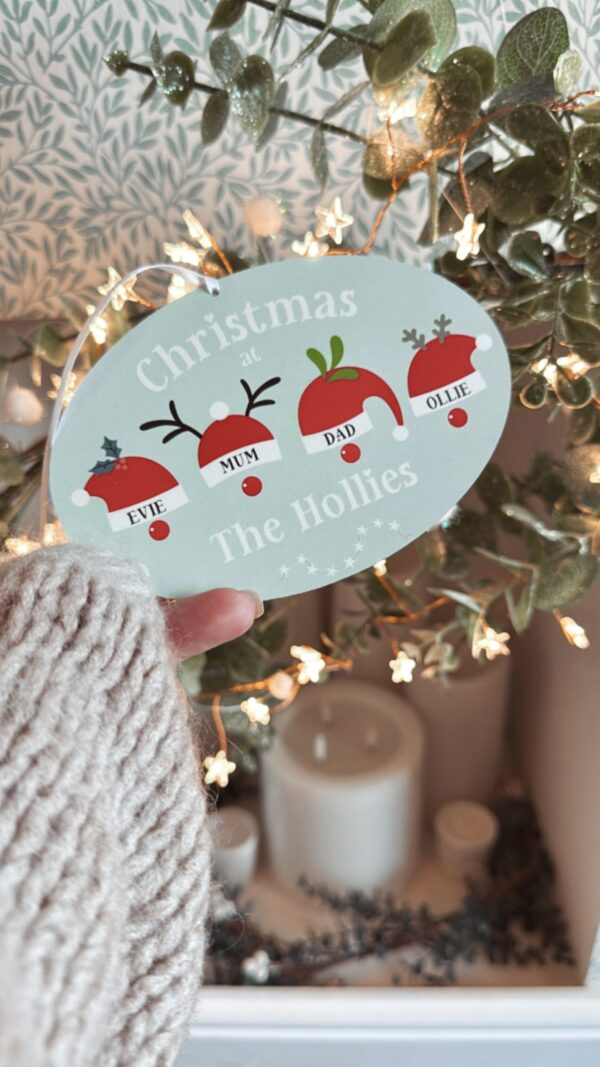 Christmas Hat’s Personalised Hanging Festive Decoration (PR) - Image 2