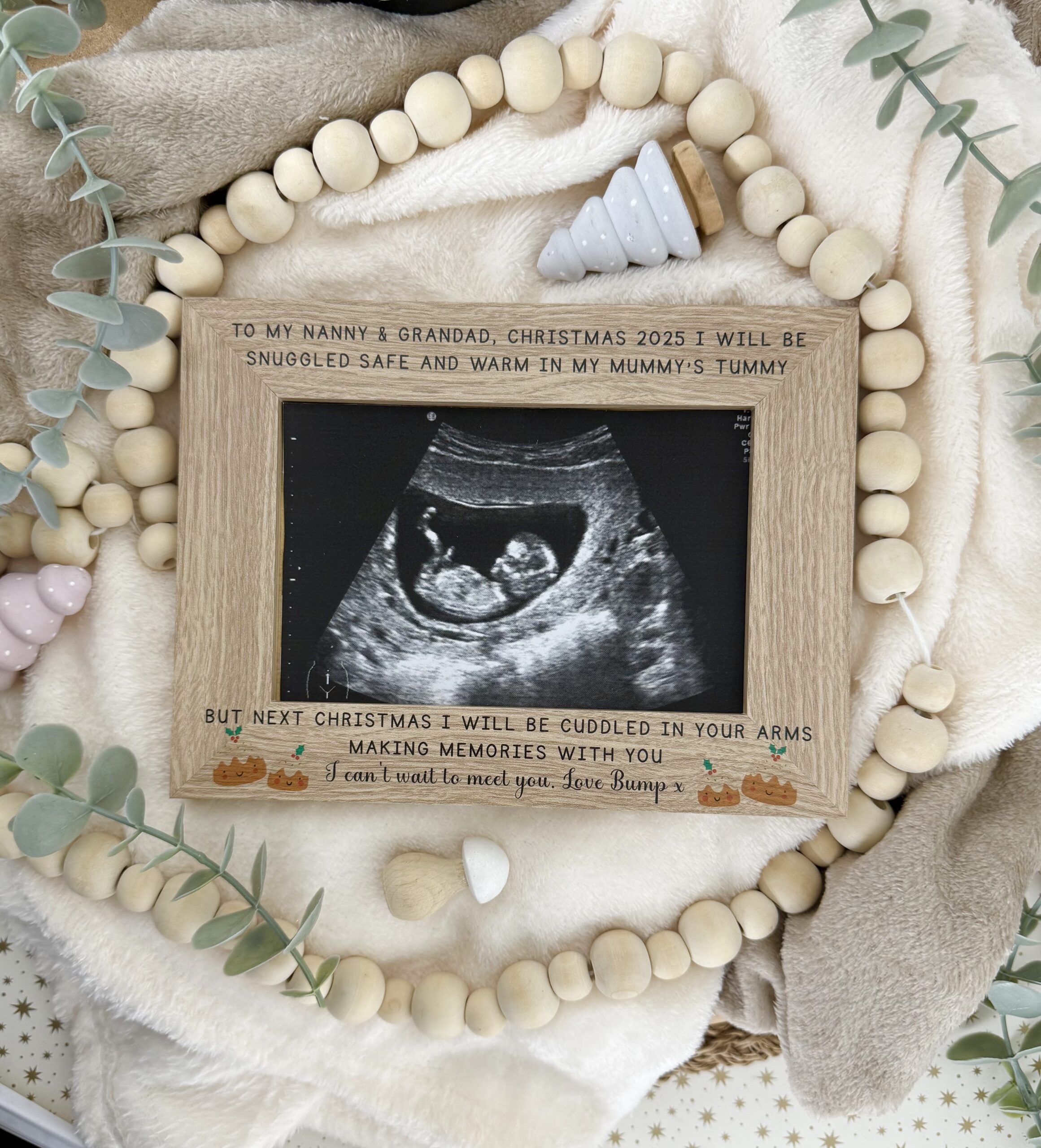 Christmas Pudding Grandparents To Be 2025 Edition Baby Ultra Sound Scan Photo Frame (PR) 3