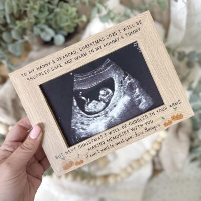 Christmas Pudding Grandparents To Be 2025 Edition Baby Ultra Sound Scan Photo Frame (PR)