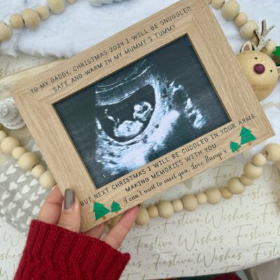 Christmas Tree Daddy To Be 2025 Edition Baby Ultra Sound Scan Photo Frame (PR)