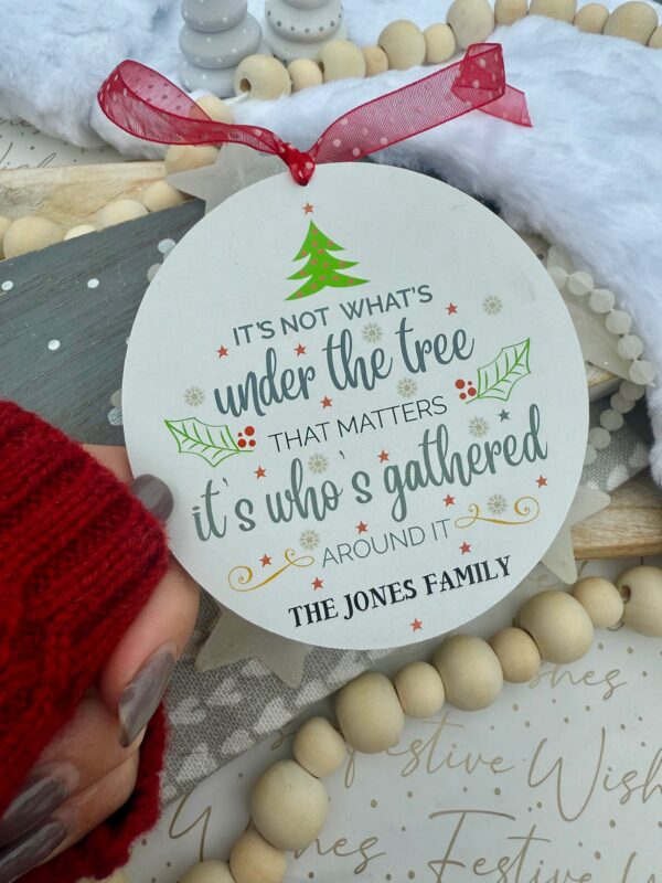 Personalised It's Not What's Under The Tree Family Wooden Bauble Decoration (PR) - Image 2